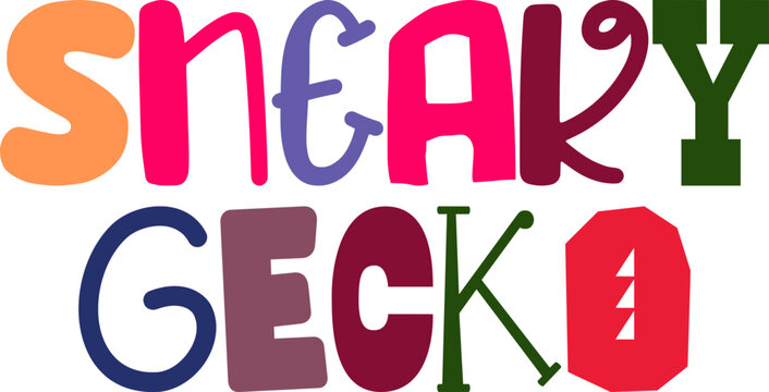 Sneaky Gecko Calligraphy Illustration for Bookmark , Mug Design, T-Shirt Design, Motion Graphics
