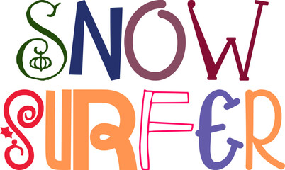Snow Surfer Calligraphy Illustration for Logo, Magazine, Flyer, Decal
