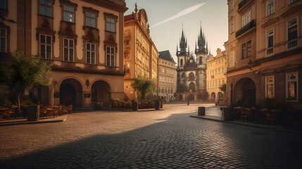 picturesque old town square in Europe