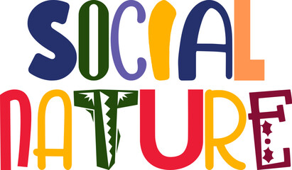 Social Nature Calligraphy Illustration for Icon, Social Media Post, Brochure, Flyer