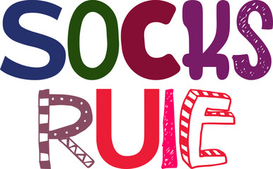 Socks Rule Typography Illustration for Postcard , Logo, Banner, Packaging