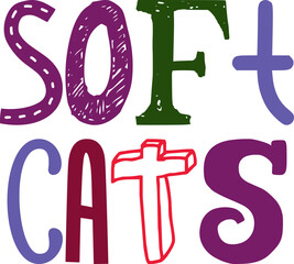 Naklejka premium Soft Cats Typography Illustration for Postcard , Brochure, Bookmark , Presentation 