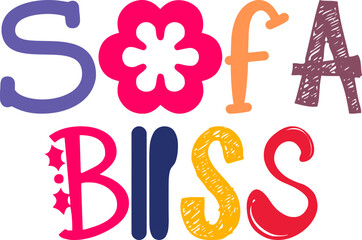 Sofa Bliss Typography Illustration for Infographic, Label, Presentation , Book Cover