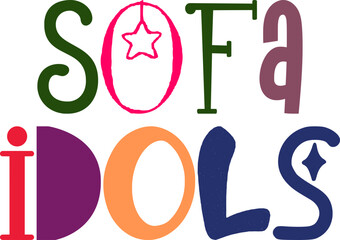 Sofa Idols Calligraphy Illustration for Book Cover, Banner, T-Shirt Design, Poster