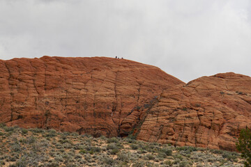 Moody view of the red sandstone formations at Snow Canyon State Park on a stormy day