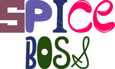 Spice Boss Typography Illustration for Postcard , Label, Bookmark , Packaging