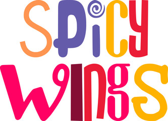 Spicy Wings Calligraphy Illustration for Bookmark , Icon, Stationery, Packaging