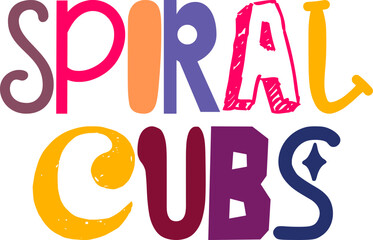 Spiral Cubs Typography Illustration for Presentation , Motion Graphics, Decal, Bookmark 