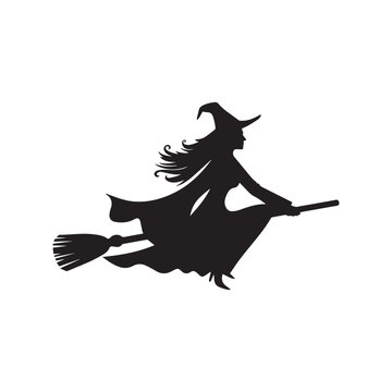 witch on broomstick vector icon