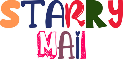 Starry Mail Calligraphy Illustration for Poster, Newsletter, Postcard , Stationery