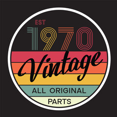 1970 vintage retro t shirt design, vector