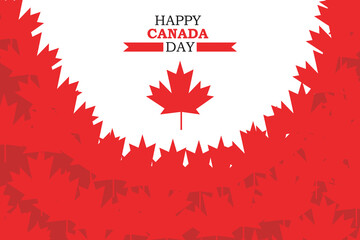 Happy Canada Day Concept with Abstract Red Maple Leaves