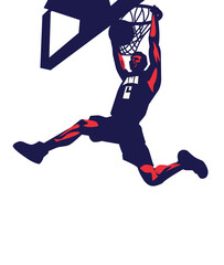 Slam dunk basketball player score silhouette vector illustration nett
