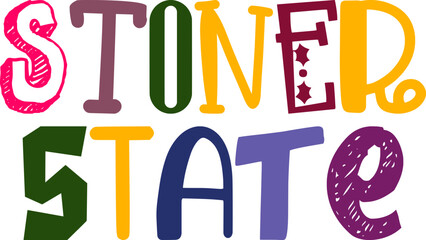 Stoner State Typography Illustration for Bookmark , Logo, Motion Graphics, Brochure