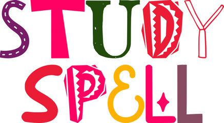 Study Spell Typography Illustration for Brochure, T-Shirt Design, Label, Sticker 