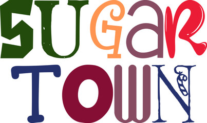 Sugar Town Hand Lettering Illustration for Brochure, Newsletter, Stationery, Icon