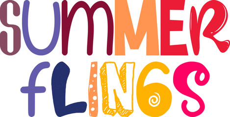 Summer Flings Hand Lettering Illustration for Newsletter, Packaging, Bookmark , Motion Graphics