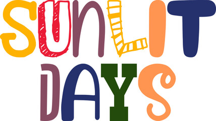 Sunlit Days Typography Illustration for Book Cover, Banner, Poster, Packaging