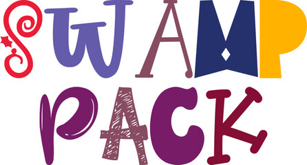 Swamp Pack Calligraphy Illustration for Flyer, Logo, Infographic, Packaging