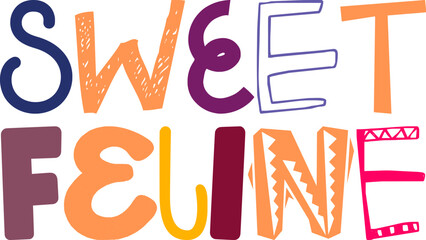 Sweet Feline Calligraphy Illustration for Infographic, Presentation , Book Cover, Flyer