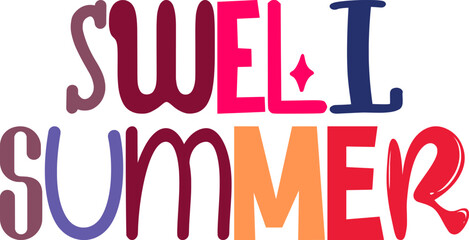 Swell Summer Hand Lettering Illustration for T-Shirt Design, Magazine, Infographic, Bookmark 