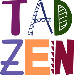 Tad Zen Typography Illustration for Stationery, Poster, Bookmark , Gift Card