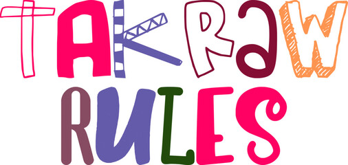 Takraw Rules Calligraphy Illustration for Presentation , Postcard , Newsletter, Banner