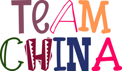 Team China Hand Lettering Illustration for Bookmark , Stationery, Newsletter, Gift Card