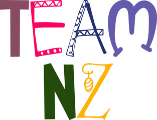 Team Nz Calligraphy Illustration for Packaging, Banner, Social Media Post, Sticker 