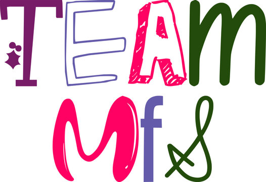 Team Mfs Calligraphy Illustration for Gift Card, Icon, Social Media Post, Postcard 