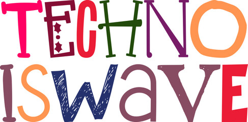 Techno Iswave Typography Illustration for Icon, Label, Stationery, Postcard 