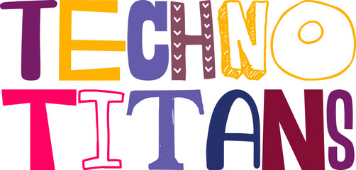 Techno Titans Calligraphy Illustration for Newsletter, Banner, Postcard , Icon