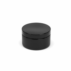 3D rendering black plastic cosmetic jar for cream, butter, scrub, gel, powder, wax. Body butter, Realistic packaging mock up template