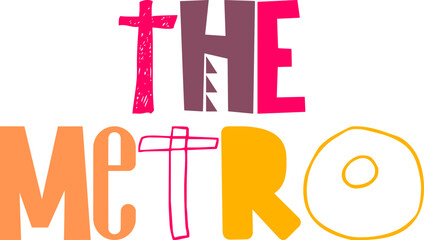 The Metro Typography Illustration for Postcard , Banner, Packaging, Infographic
