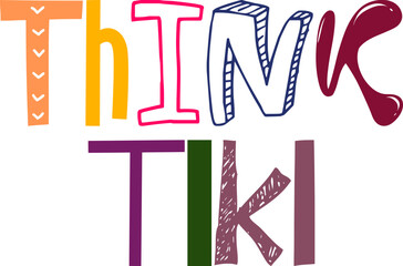 Think Tiki Typography Illustration for Icon, Label, Social Media Post, Presentation 