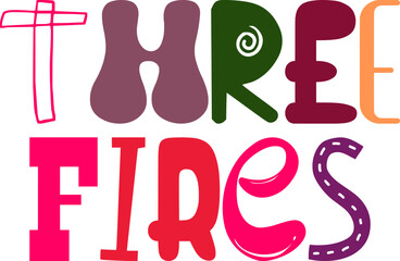 Three Fires Calligraphy Illustration for Bookmark , Mug Design, Icon, Social Media Post