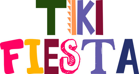 Tiki Fiesta Hand Lettering Illustration for Newsletter, Packaging, Label, Social Media Post © Binodini