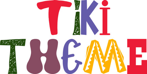 Tiki Theme Calligraphy Illustration for Mug Design, Icon, Brochure, Banner