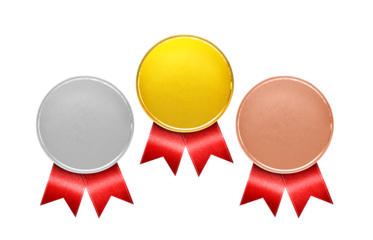 Bronze, Silver, Gold Medal. Champion Winner's Medal Bronze, Silver and Gold medals for the first prize PNG transparent