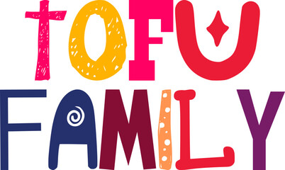 Tofu Family Typography Illustration for Infographic, Presentation , Bookmark , Stationery