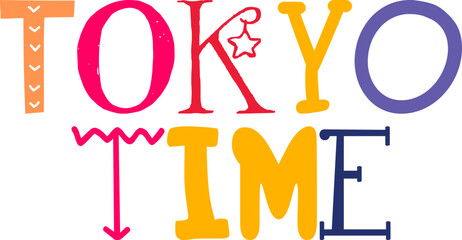 Tokyo Time Calligraphy Illustration for Packaging, Newsletter, Sticker , Decal