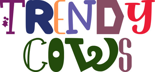 Trendy Cows Calligraphy Illustration for Bookmark , Social Media Post, Book Cover, Magazine