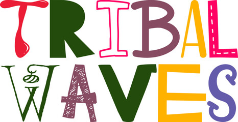 Tribal Waves Typography Illustration for Newsletter, Label, Infographic, Gift Card