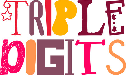 Triple Digits Calligraphy Illustration for Poster, Newsletter, Flyer, Gift Card