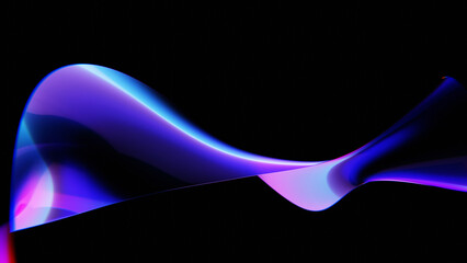 Abstract fluid holographic iridescent neon curved wave in motion dark background 3d render. Gradient design element for banners, backgrounds, wallpapers and covers