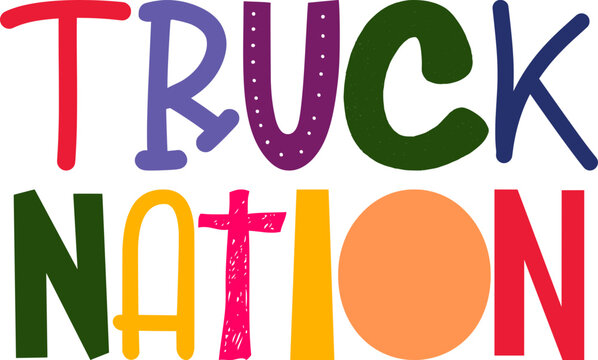 Truck Nation Calligraphy Illustration for Bookmark , Icon, Magazine, Banner