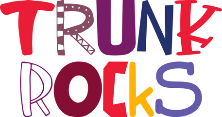 Trunk Rocks Hand Lettering Illustration for Label, Postcard , Flyer, Bookmark 