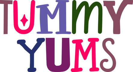 Tummy Yums Calligraphy Illustration for Flyer, Logo, Mug Design, Bookmark 