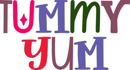 Tummy Yum Hand Lettering Illustration for Label, Newsletter, Flyer, Logo