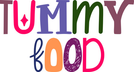 Tummy Food Typography Illustration for Poster, Newsletter, Banner, Postcard 